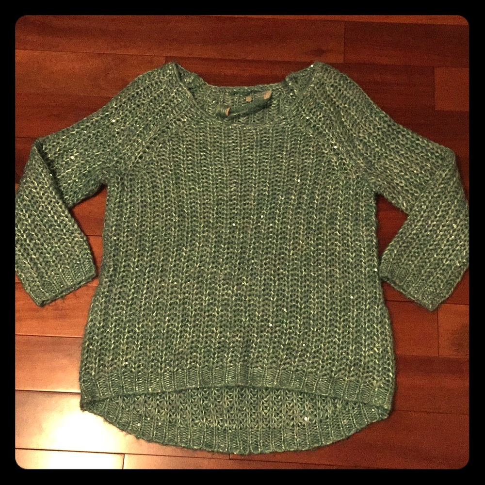 Anthropologie Knitted & Knotted Sequin Sweater